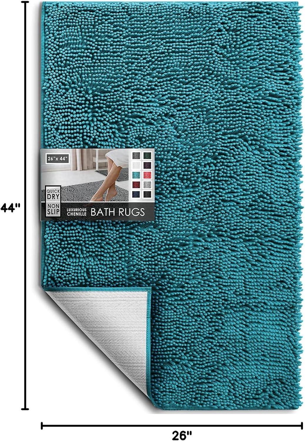 Hearth & Harbor Bathroom Rugs, Machine Washable Chenille Bath Mat for Bathroom