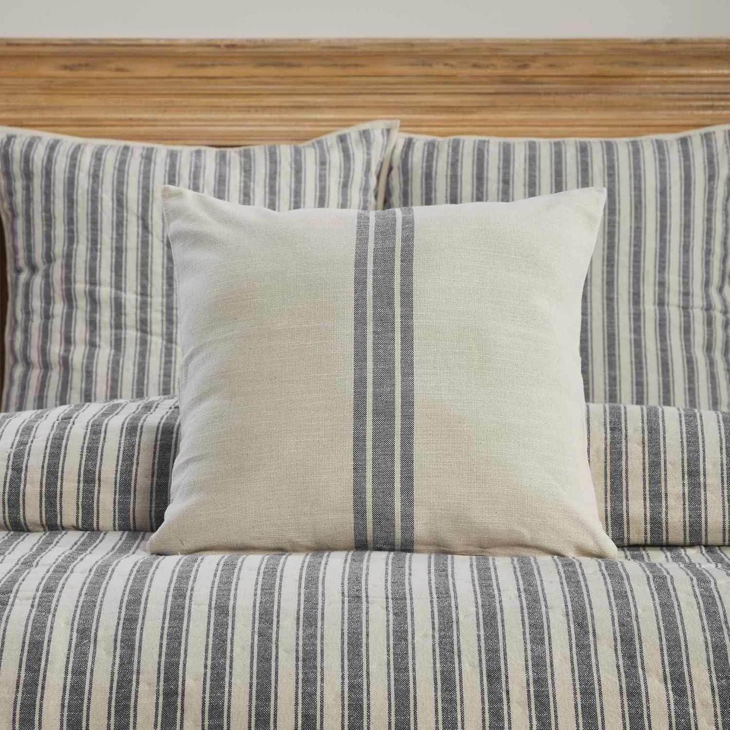 Piper Classics Market Place Gray Grain Sack Stripe Pillow Cover 20" x 20"