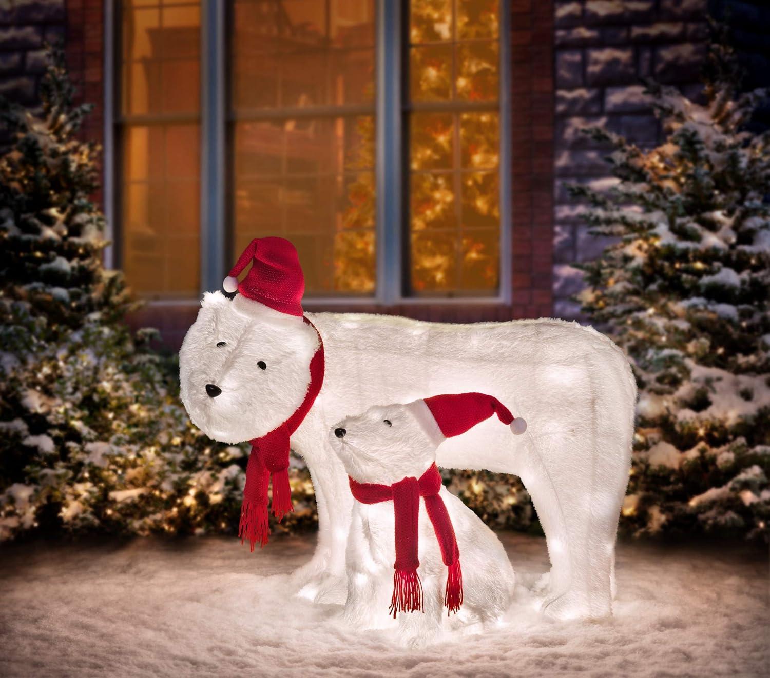 2 Piece Polar Bear Lighted Display Set