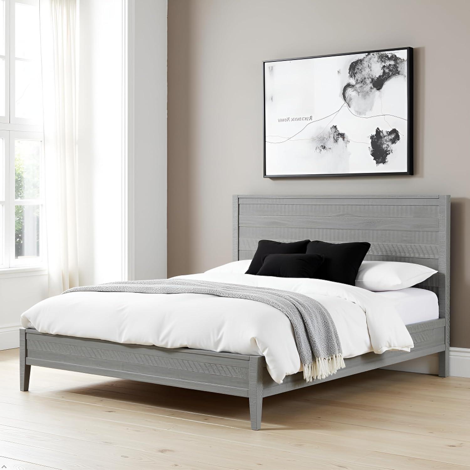 Arden Platform Queen Bed Frame, 6 Drawers, Ample Storage, Sleek Design, Durable Wood, Modern/Rustic/Traditional/Boho Style, 56 in. W x 18 in. D x 36 in. H, panel furniture