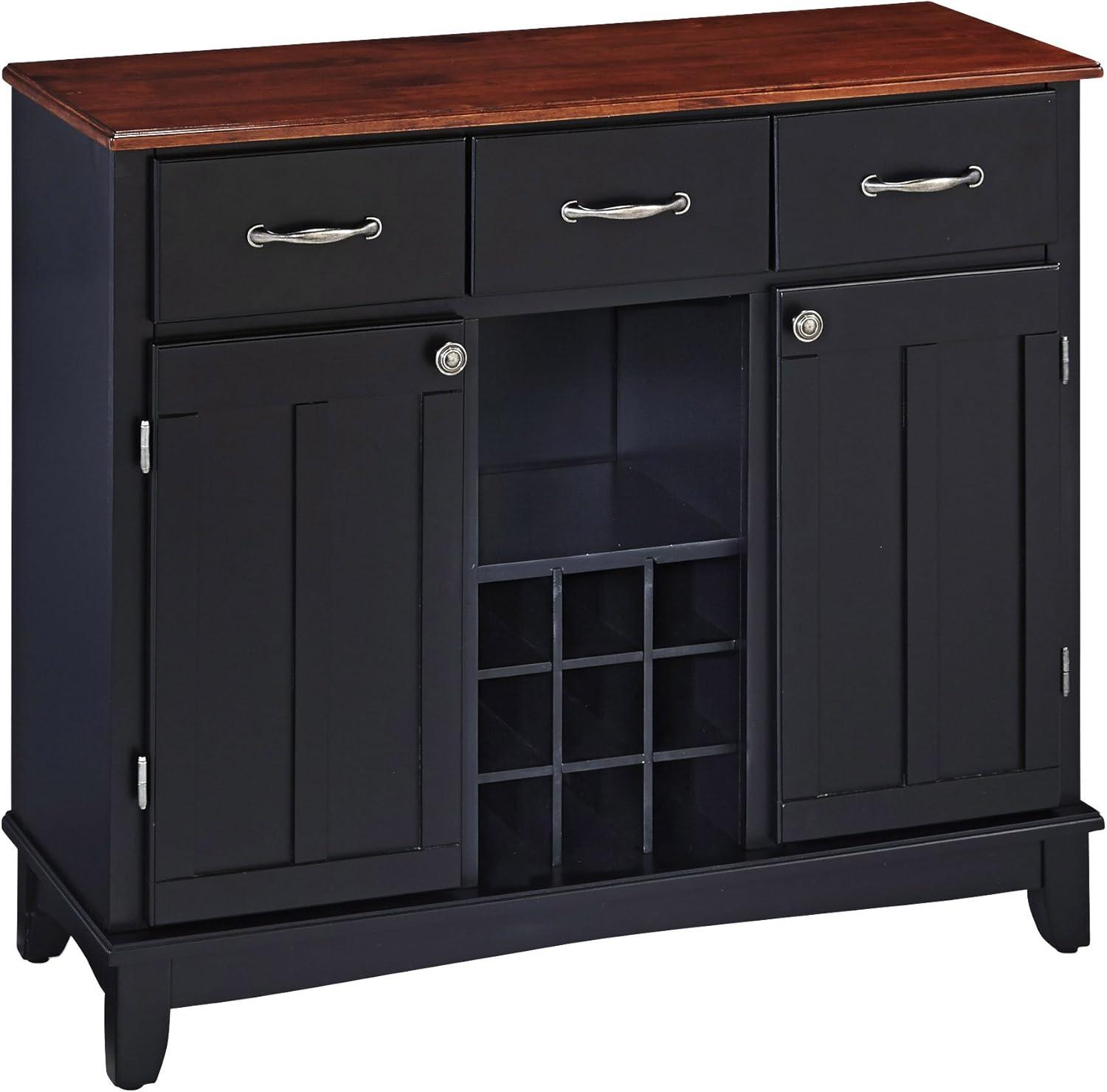 Hutch-Style Buffet Wood/Black/Cherry - Home Styles: Traditional Sideboard with Wine Storage, Hardwood Frame