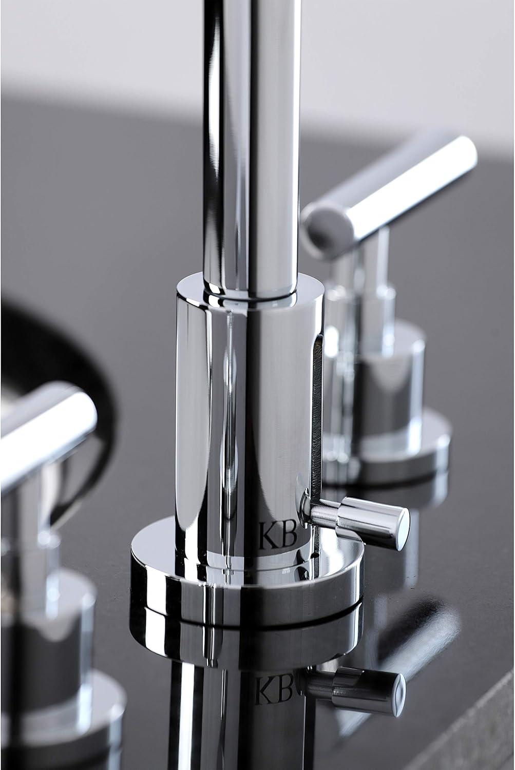 Kingston Brass Manhattan Two-Handle 3-Hole Deck Mount Widespread Bathroom Faucet with Brass Pop-Up Drain