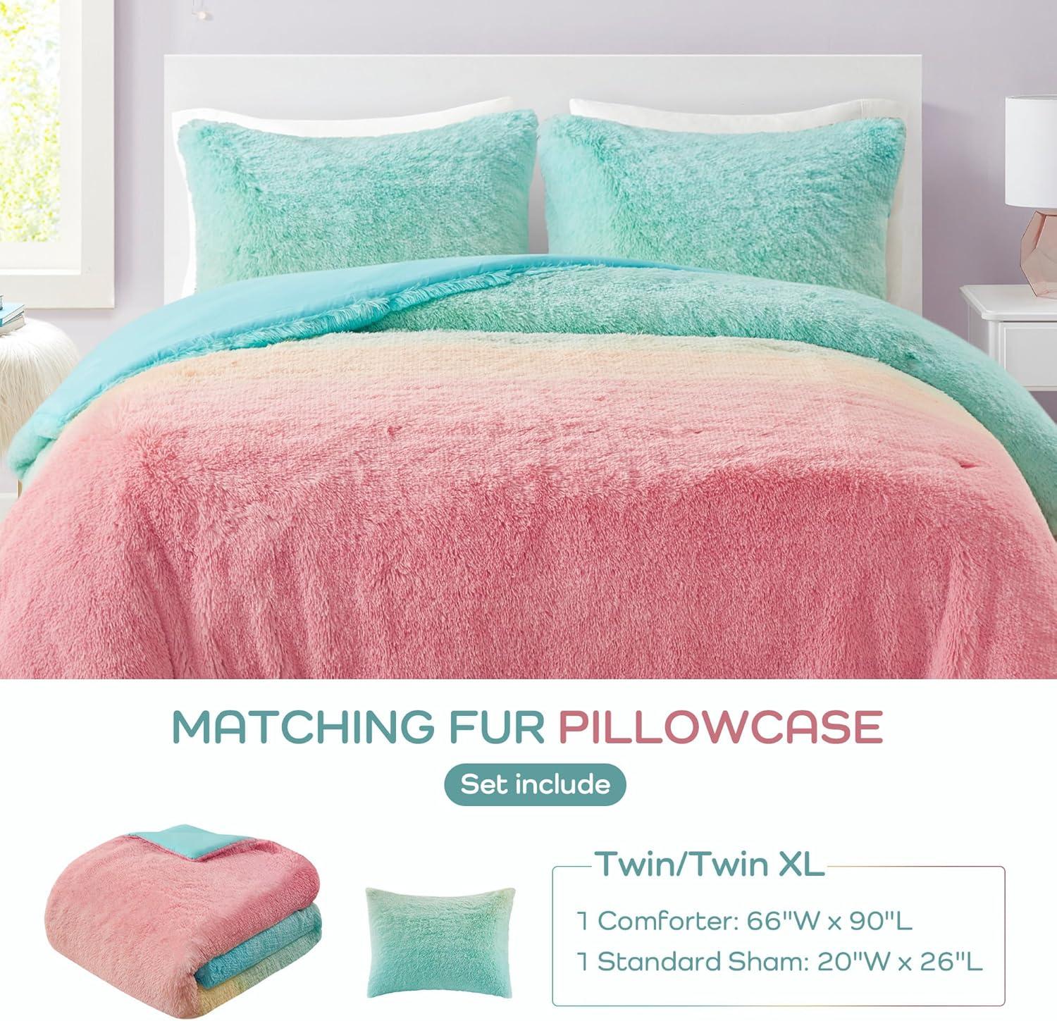 Intelligent Design Pastel Ombre Shaggy Faux Fur Comforter Set