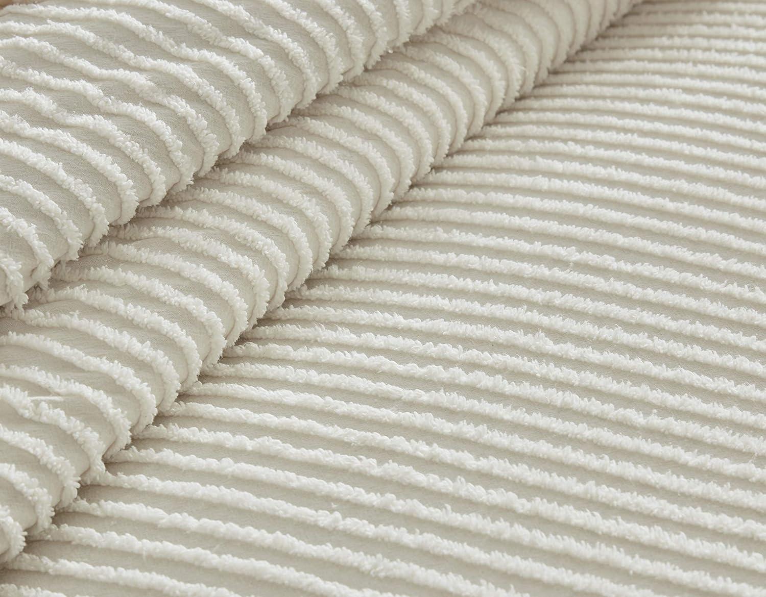 Beatrice Home Fashons Channel Chenille Bedspread Queen Ivory