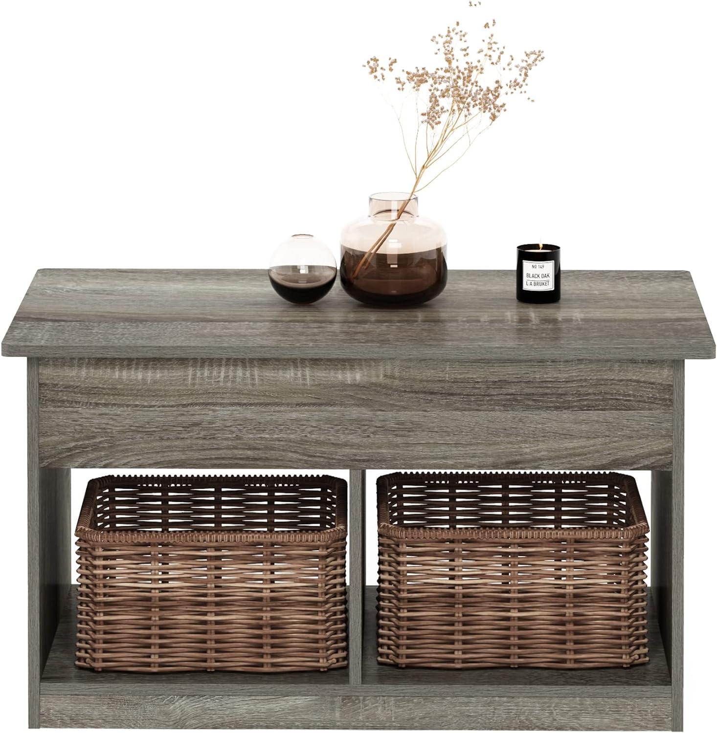 Furinno Jensen Lift Top Coffee Table, French Oak Grey