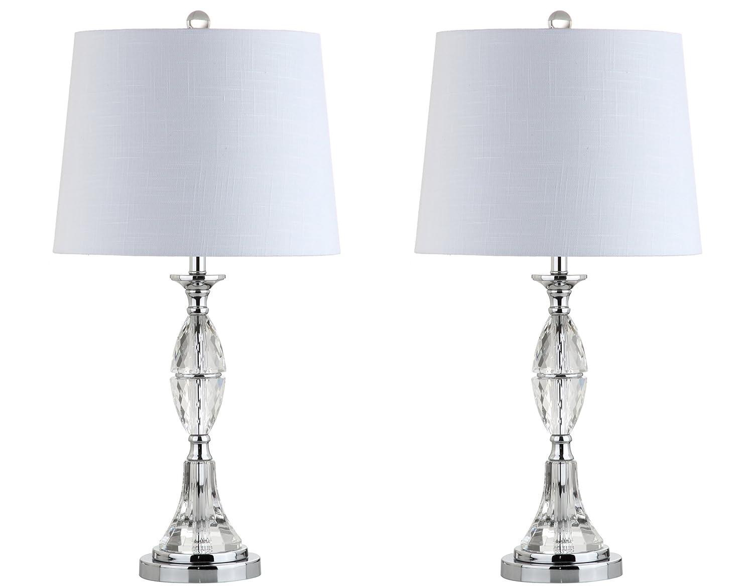 JONATHAN Y JYL2041A-SET2 Set of 2 Table Lamps Reid 25.5" Crystal LED Table Lamp French Country Bedside Desk Nightstand Lamp for Bedroom Living Room Office College Bookcase LED Bulbs Included, Clear