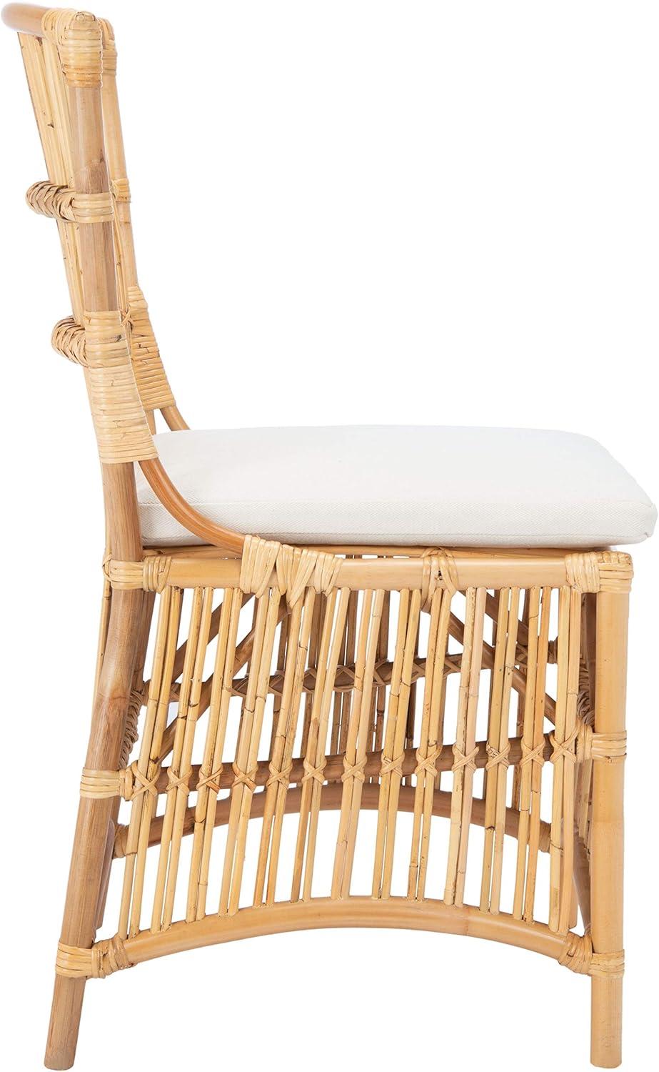 Erika Rattan Accent Chair W/ Cushion - ACH6511 - Set of 2 - White/Natural - Safavieh