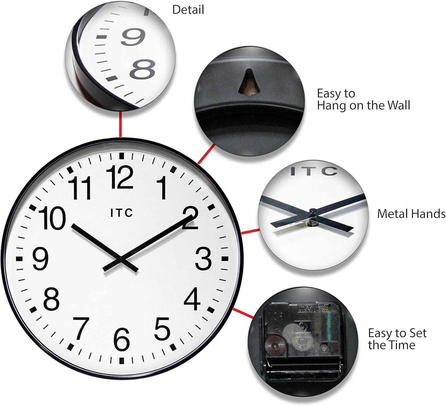 19.37" Profuse Wall Clock Black - Infinity Instruments: Modern Style, Indoor Use, Analog Display, 19.37" Diameter