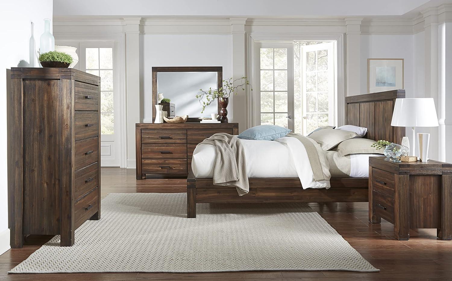 Middlefield Acacia Solid Wood King Platform Bed with Drawer