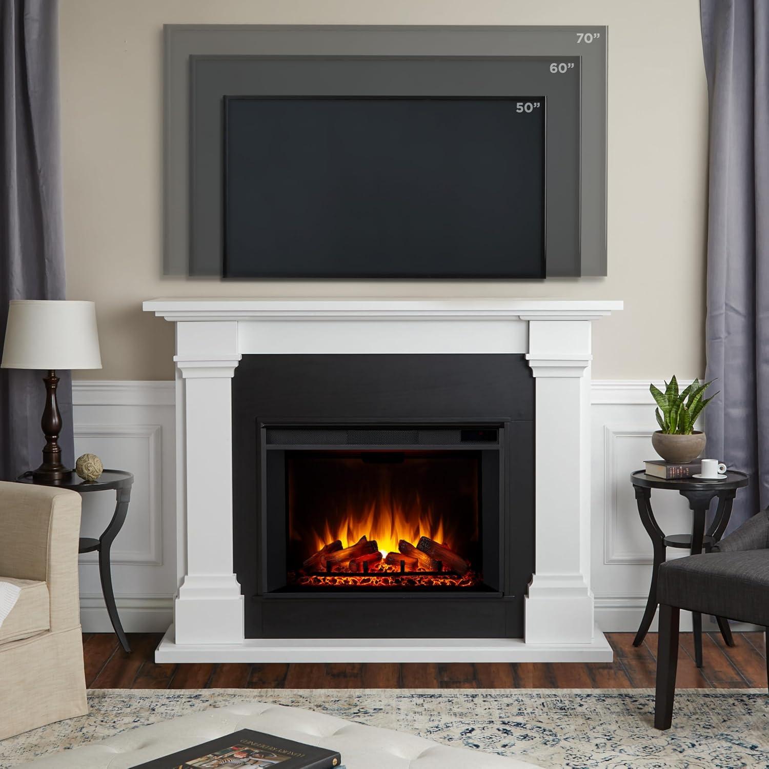 Callaway 63" Grand Electric Fireplace in White by Real Flame