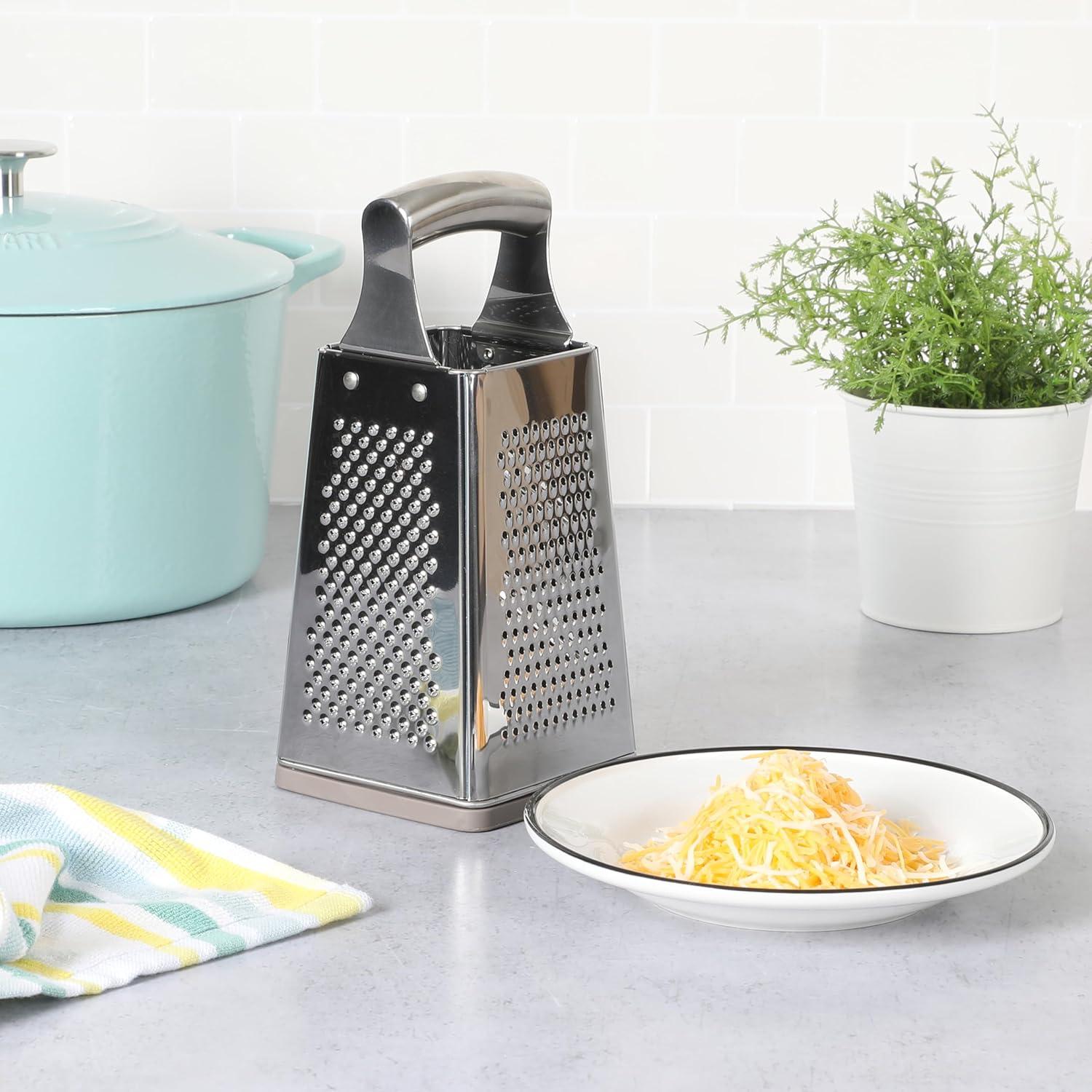 Stainless Steel 4-Sided Box Grater with Non-Slip Base