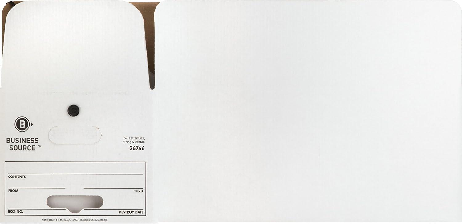 Business Source Medium Duty Letter Size Storage Box Internal Dimensions: 12" Width x 24" Depth x 10" Height - External Dimensions: 12.3" Width x 24.1" Depth x 10.8" Height - Media Size Supported: Lett