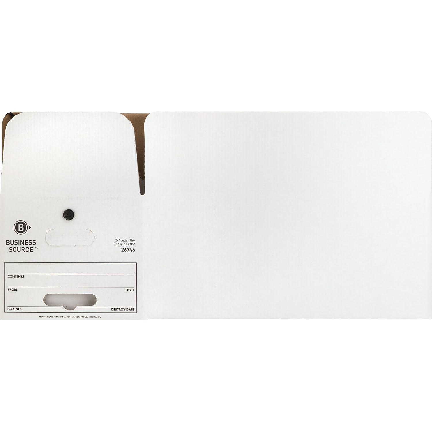 Business Source Medium Duty Letter Size Storage Box Internal Dimensions: 12" Width x 24" Depth x 10" Height - External Dimensions: 12.3" Width x 24.1" Depth x 10.8" Height - Media Size Supported: Lett