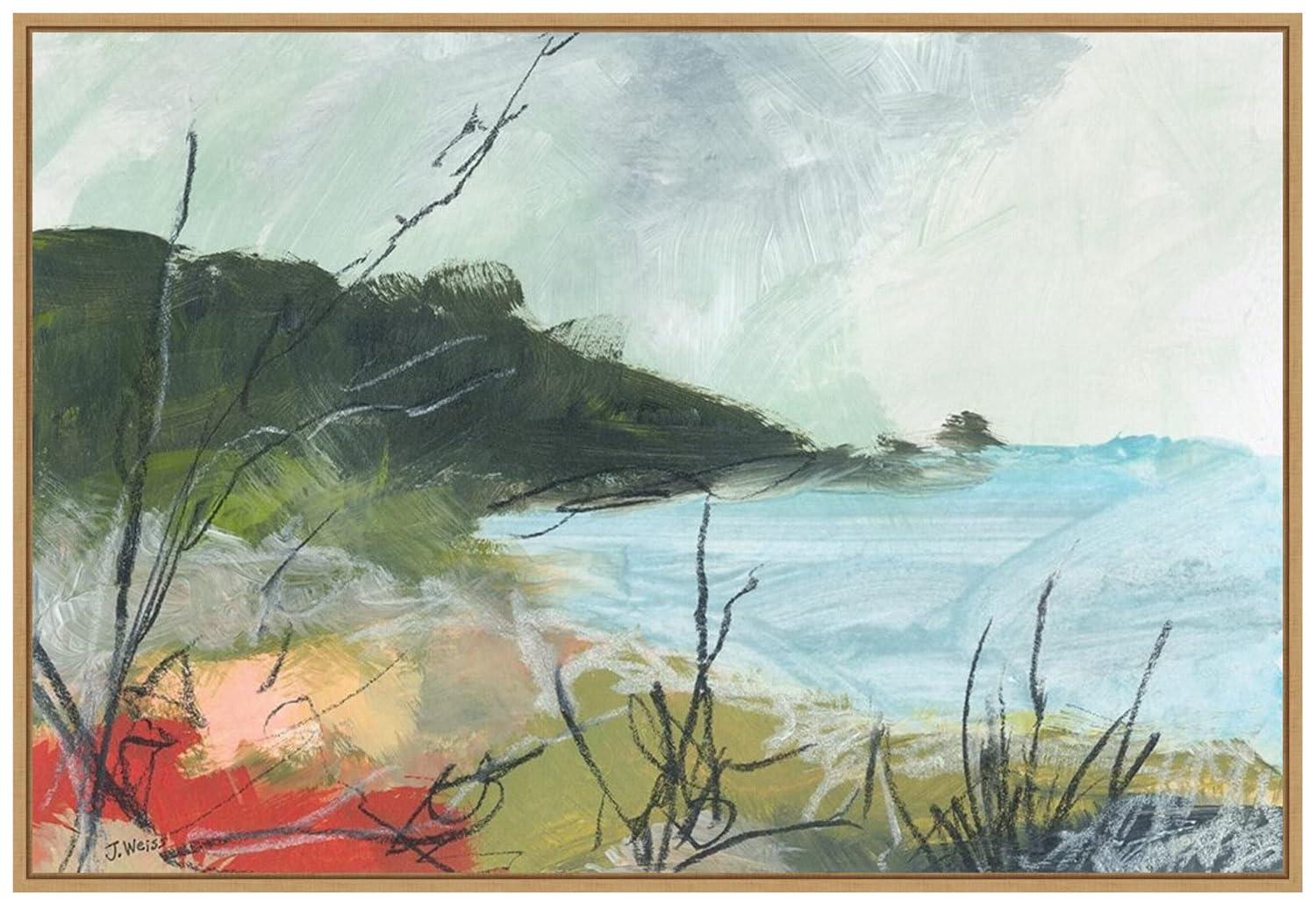 33" x 23" Wandering No 2 by Jan Weiss Framed Canvas Wall Art Print - Amanti Art: Modern Lithograph, Polystyrene Frame