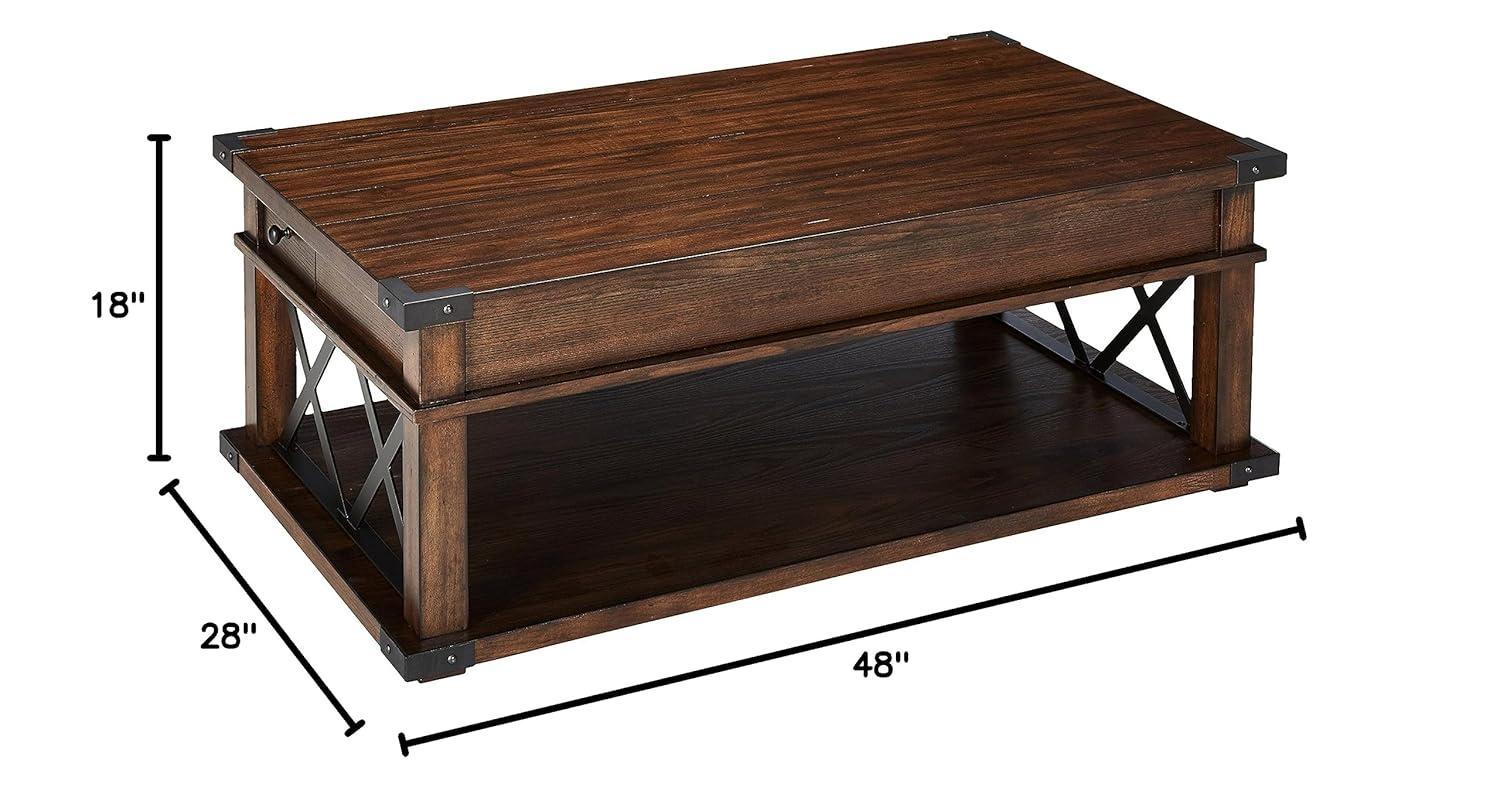Progressive Furniture Landmark Castered Wood Coffee Table in Walnut Brown