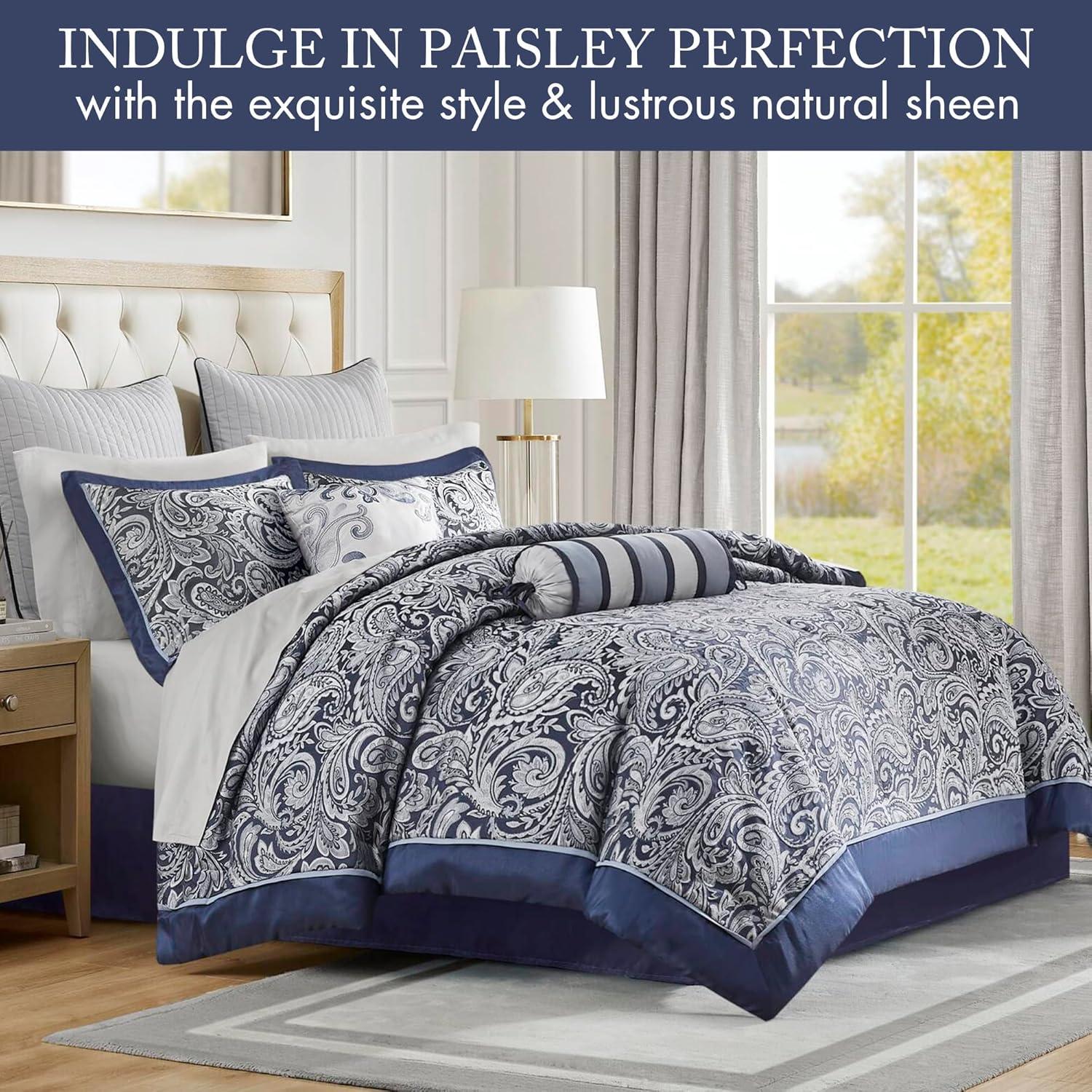 Madison Park Aubrey 12 Piece Comforter Set with Cotton Bed Sheets