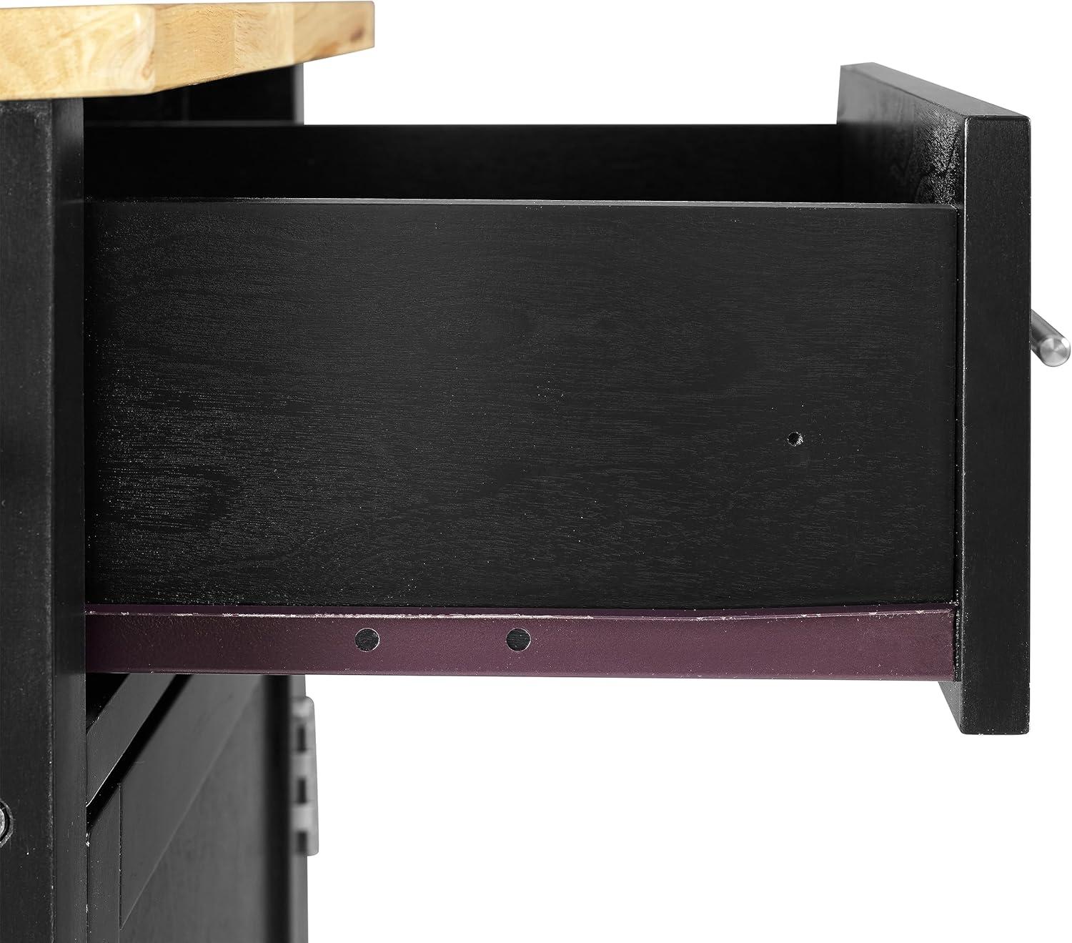 Crosley Savannah Wood Top Kitchen Island Cart in Black