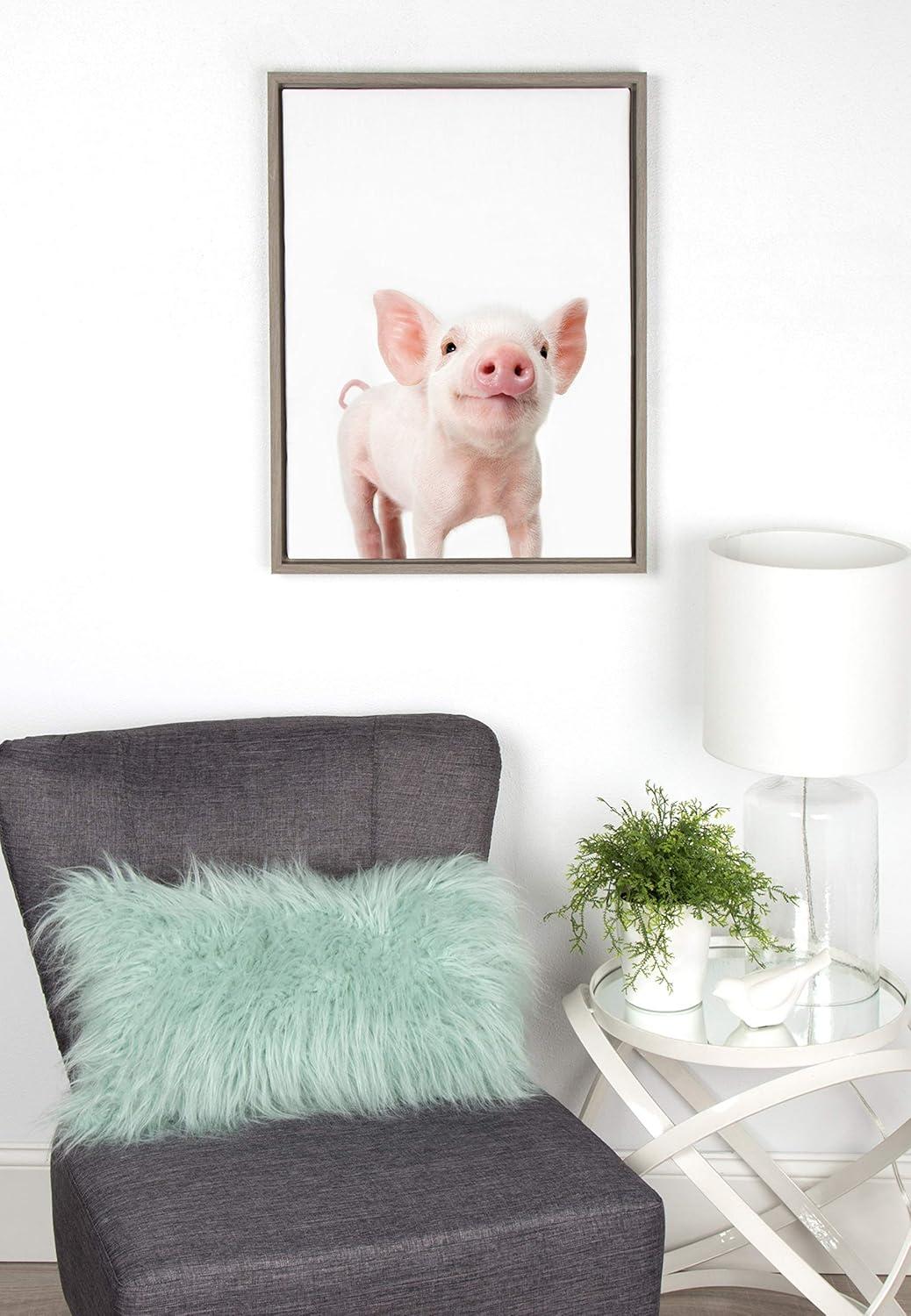 18" x 24" Sylvie Animal Studio Piglet Framed Canvas by Amy Peterson - Kate & Laurel All Things Decor