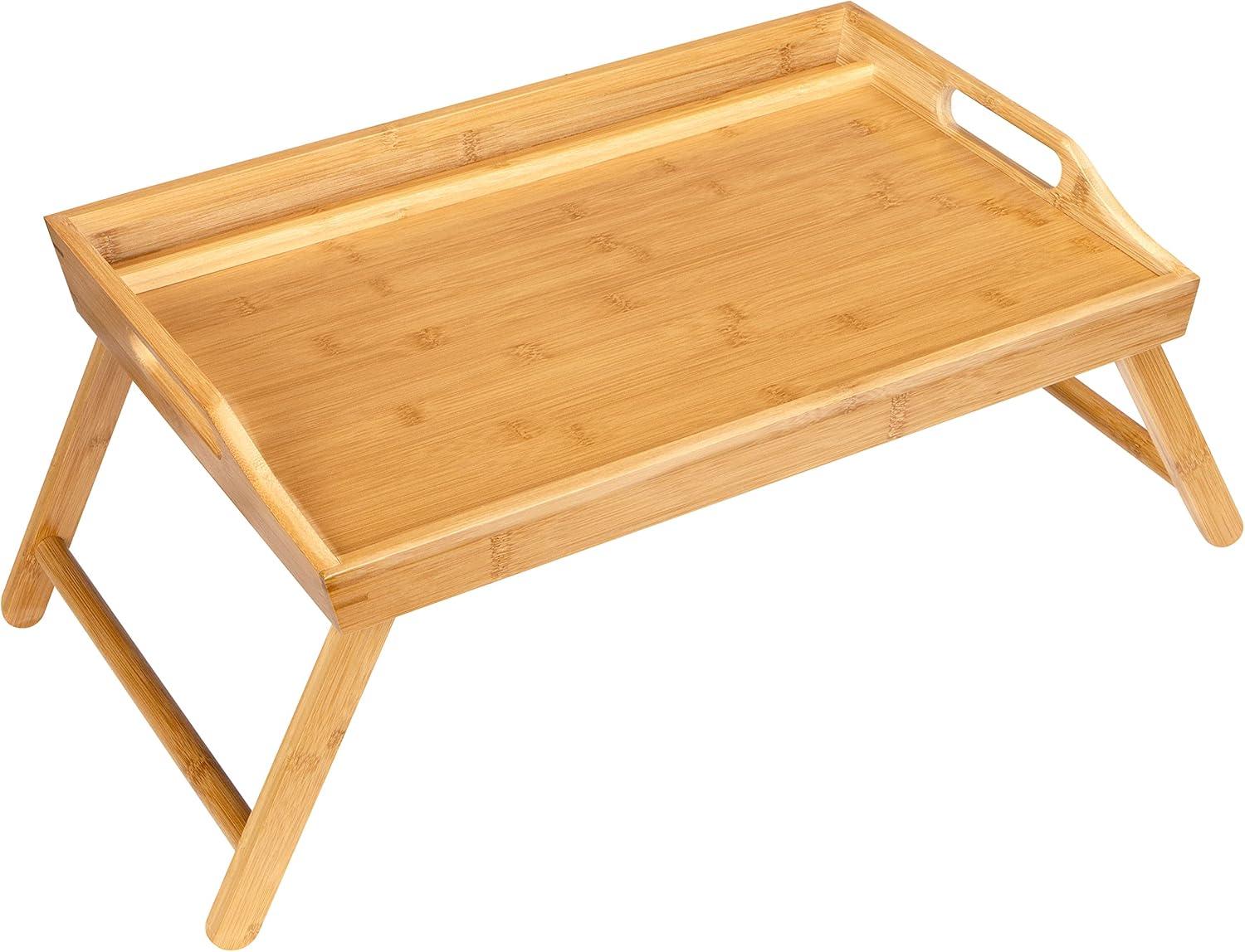 Rossie Home Bamboo Bed Tray / Lap Desk with Phone Holder, Medium, Natural