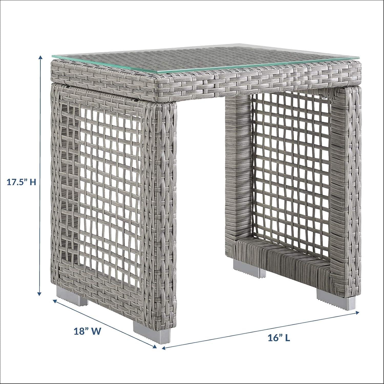 Modway Aura Outdoor Patio Wicker Rattan Side Table in Gray