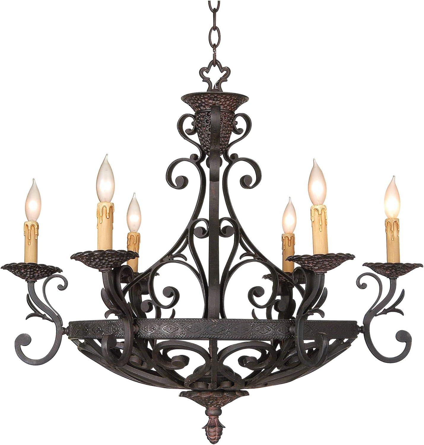 Kathy Ireland Dark Bronze Chandelier Lighting 32 1/2" Wide Industrial 6-Light Fixture for Dining Room House Foyer Kitchen Entryway