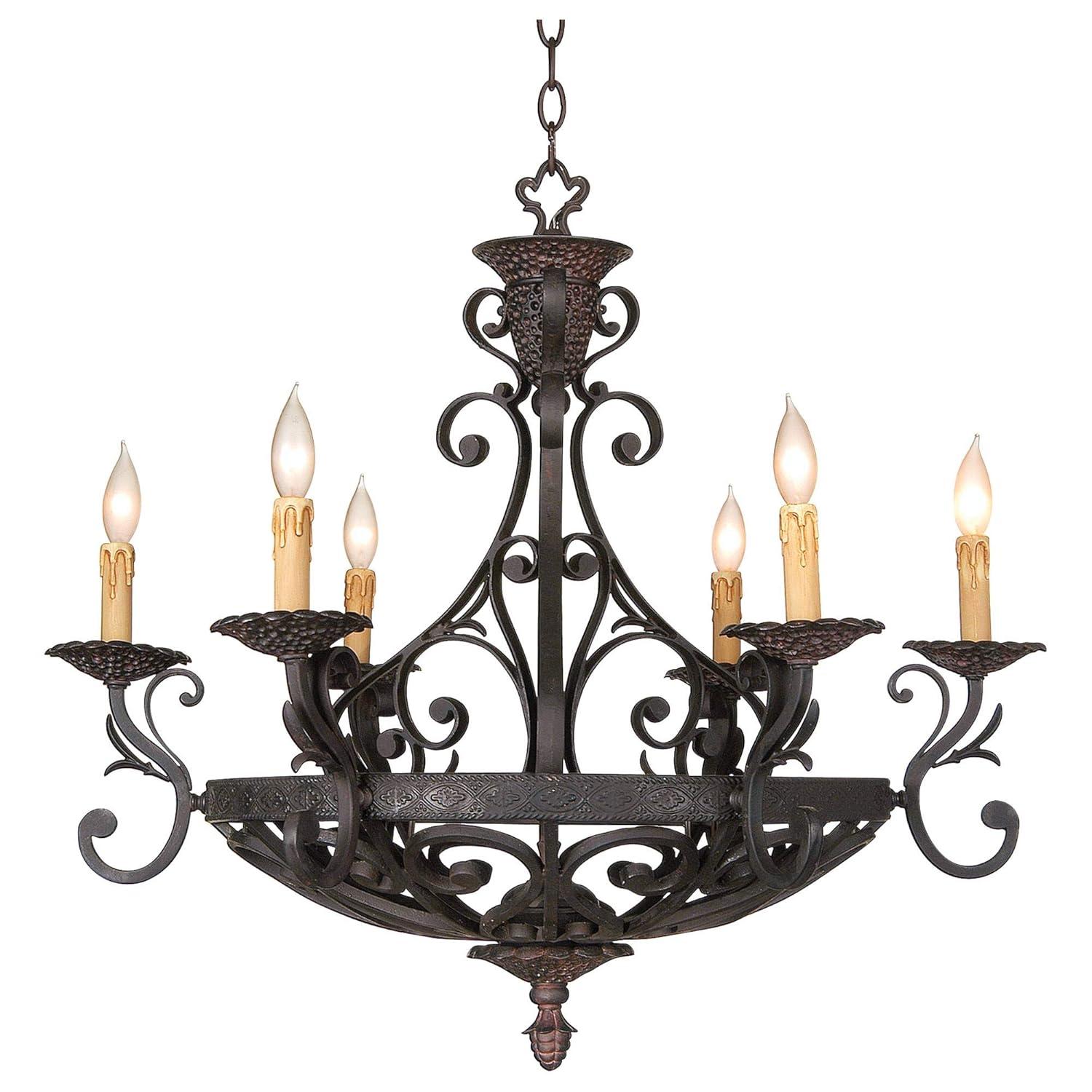 Kathy Ireland Dark Bronze Chandelier Lighting 32 1/2" Wide Industrial 6-Light Fixture for Dining Room House Foyer Kitchen Entryway