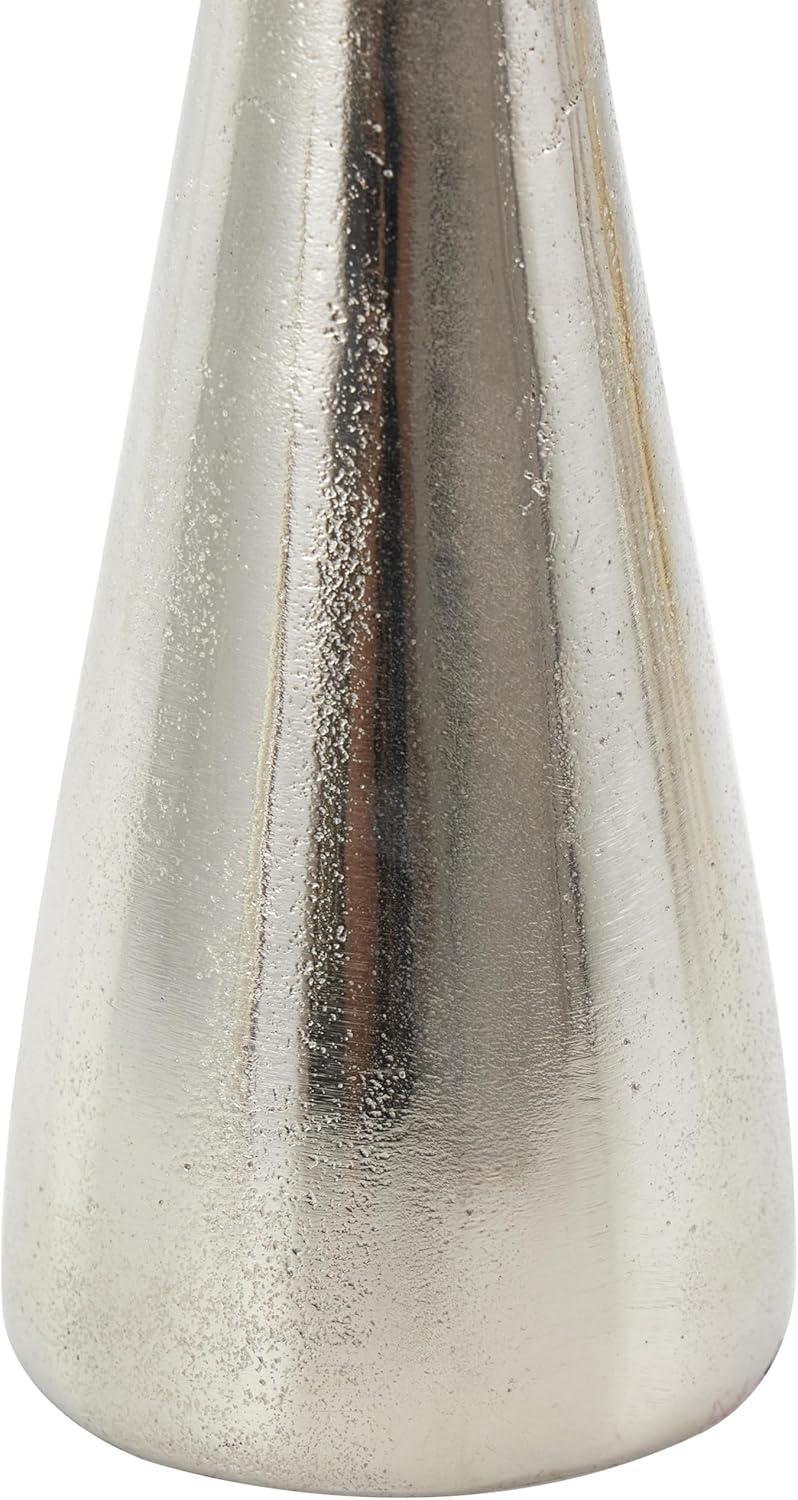 Deco 79 Aluminum Metal Decorative Candle Holder Candle Stand with Varying Shapes, Set of 2 Candlestick Holder 9", 7" H, Silver