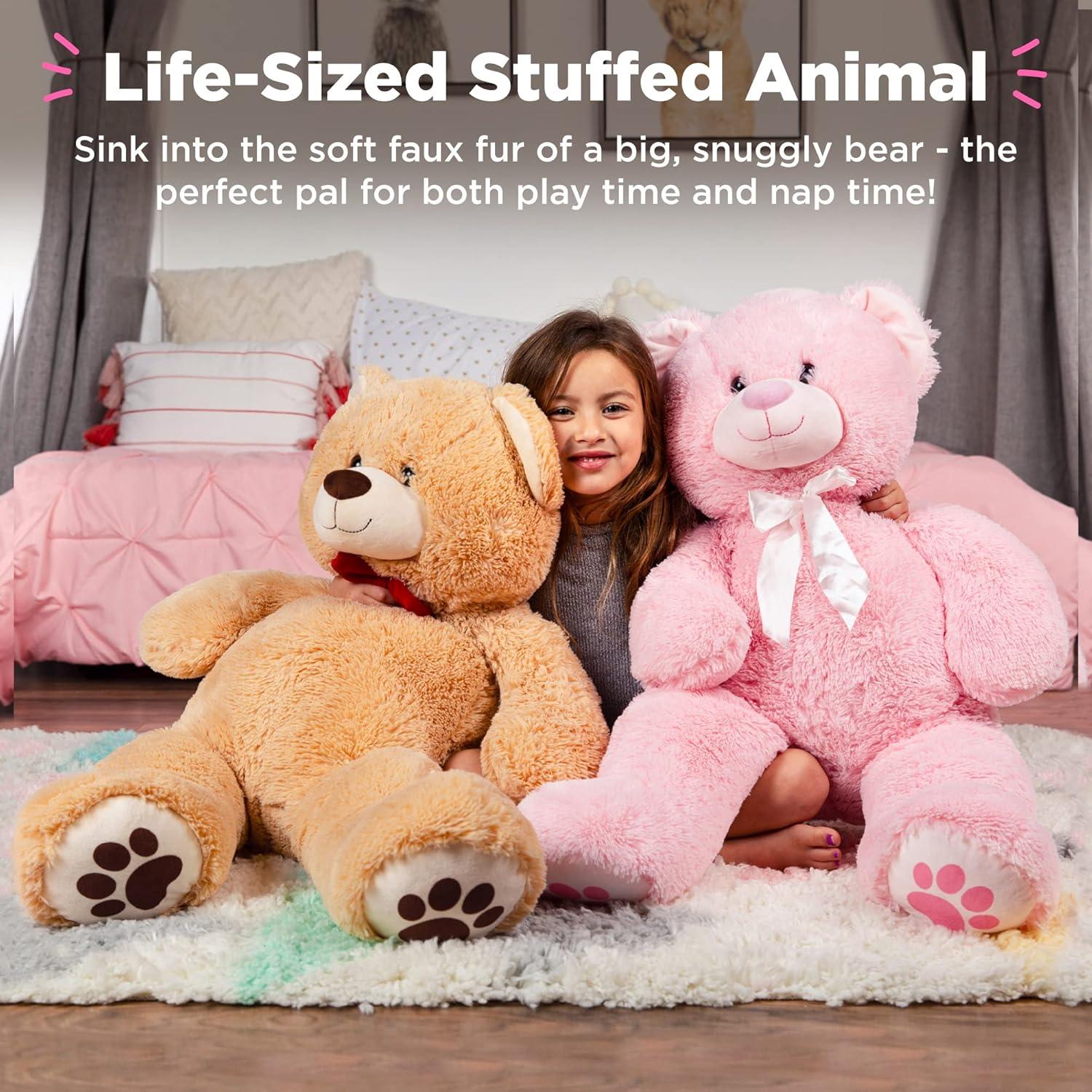 Best Choice Products 35in Giant Soft Plush Teddy Bear Stuffed Animal Toy w/ Bow Tie, Footprints