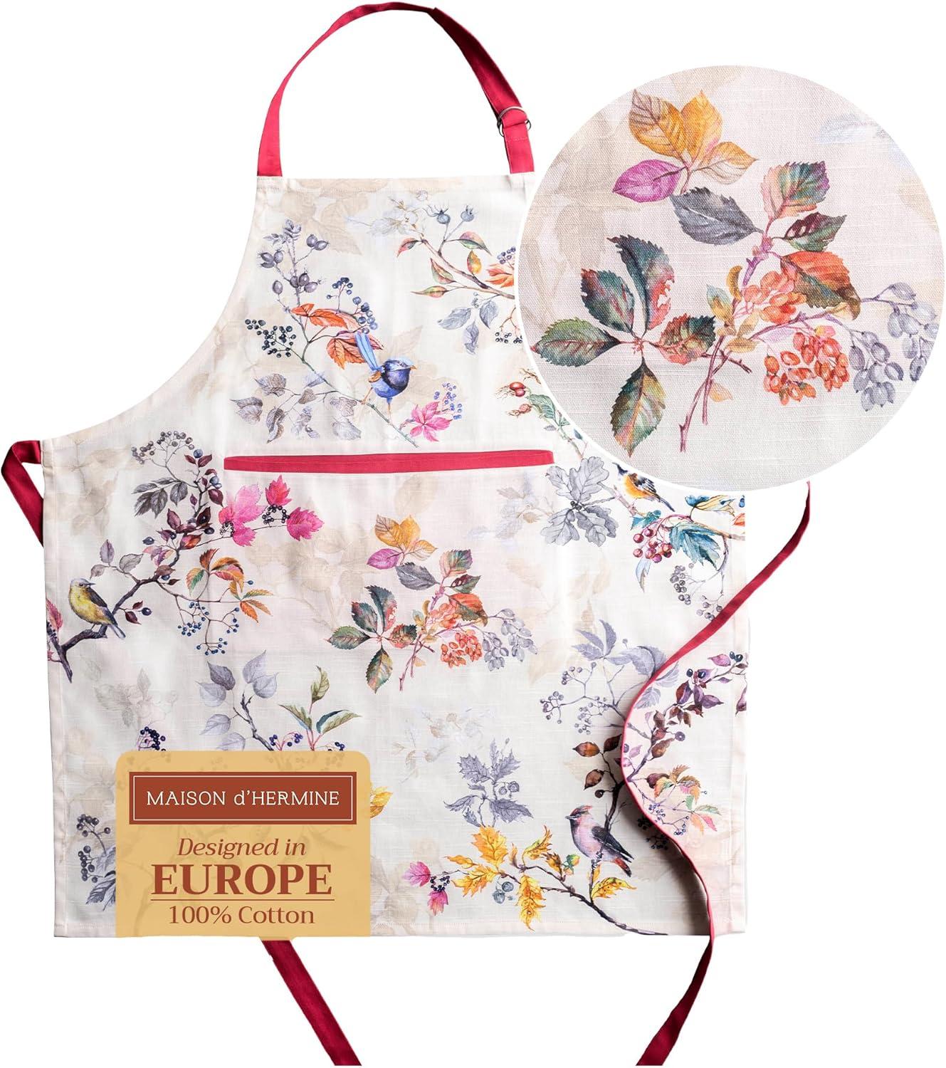 Cotton Apron with Center Pocket, Kitchen Unisex Cloth Apron (1 Piece) with Long Ties for Painting Cooking Baking Restaurant