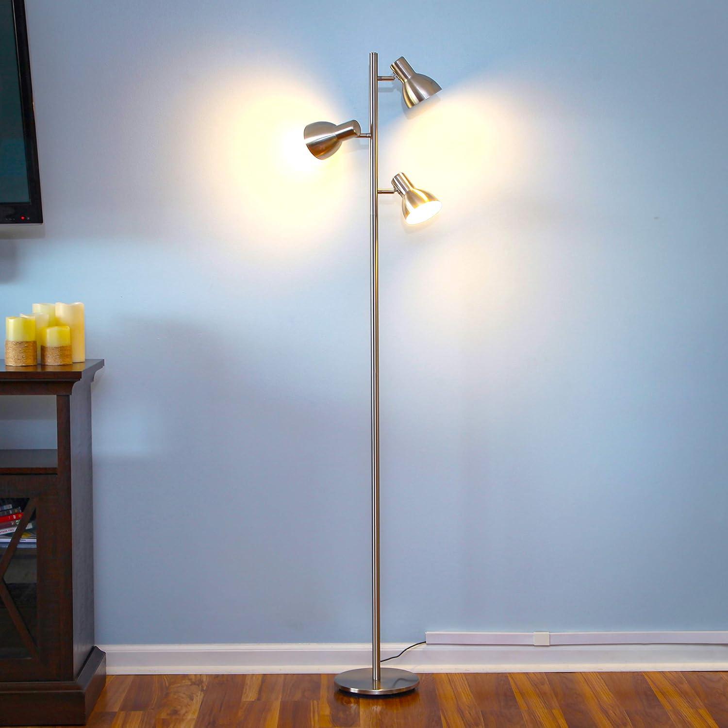 Ethan 65.5 in. Mid-Century Modern 3-Light 3-Way Dimming LED Floor Lamp with 3 Metal Cone Shades