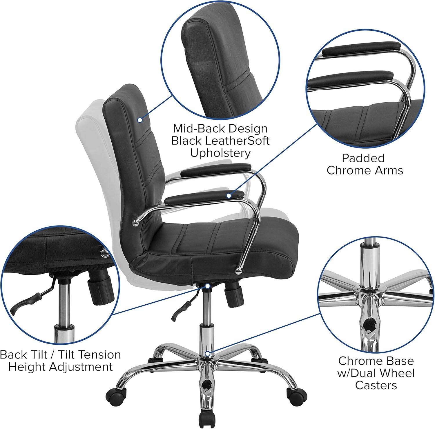 Emma and Oliver Mid-Back Executive Swivel Office Chair with Metal Frame and Arms