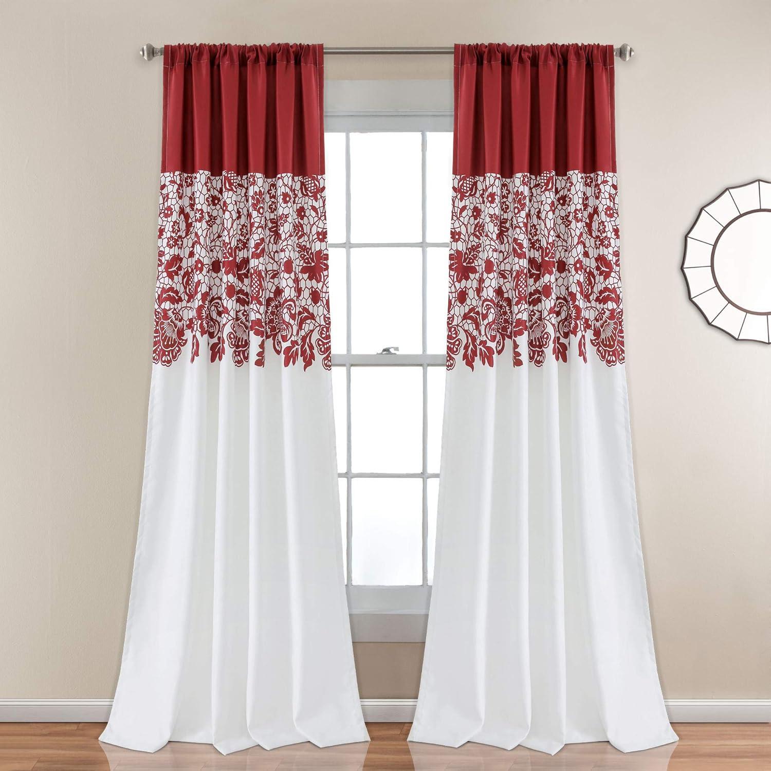 Estate Garden Print Polyester Room Darkening Curtain Pair (Set of 2)