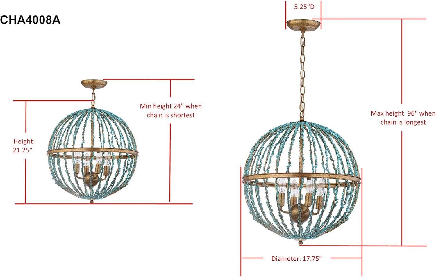 Safavieh Lalita Modern Glam Round Cage Chandelier, Blue