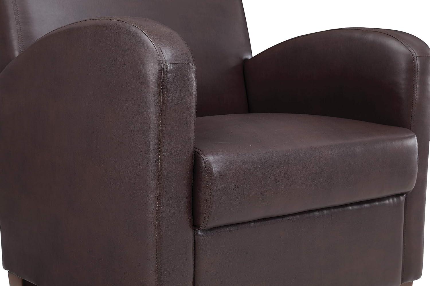 Aiden Chair & Ottoman Cocoa Brown Faux Leather with Medium Espresso Legs