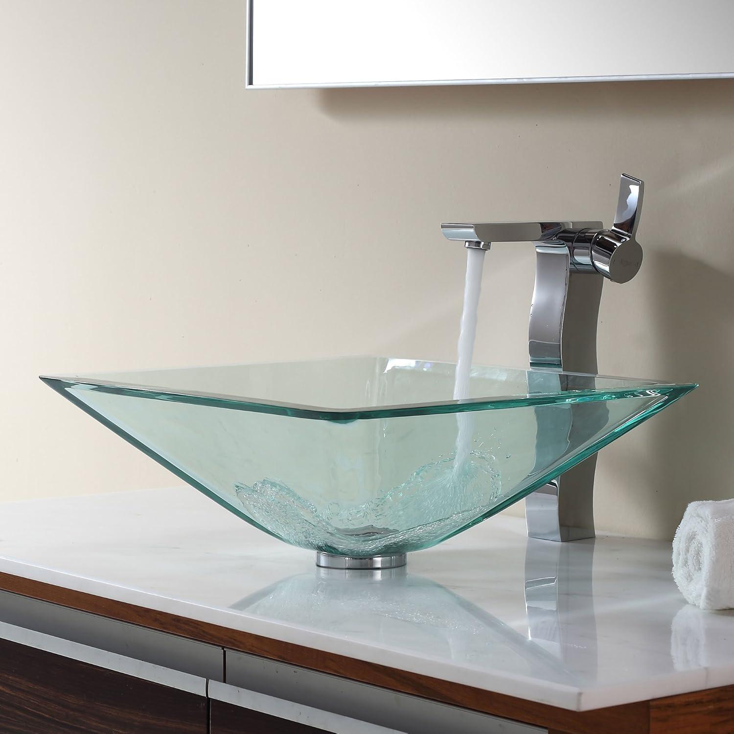 Square Glass Vessel Bathroom Sink