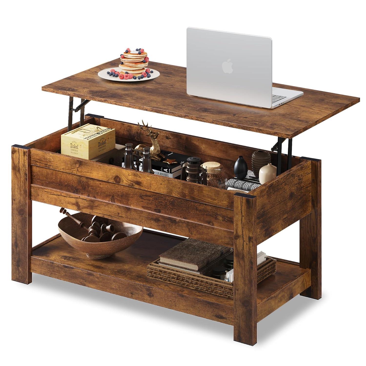 Millwood Pines Coffee Table, 39" Lift Top Coffee Table With Hidden Compartment And Storage Shelf For Living Room