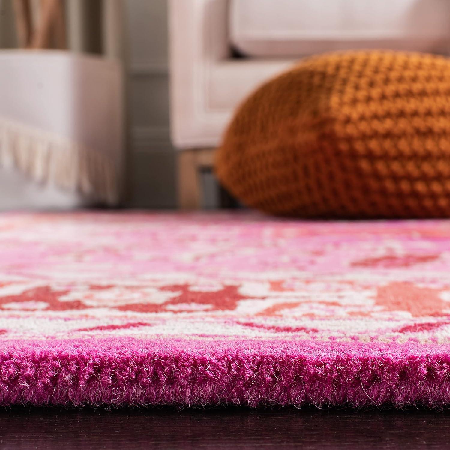 SAFAVIEH Bellagio Major Bordered Wool Area Rug, Red/Pink, 10' x 14'