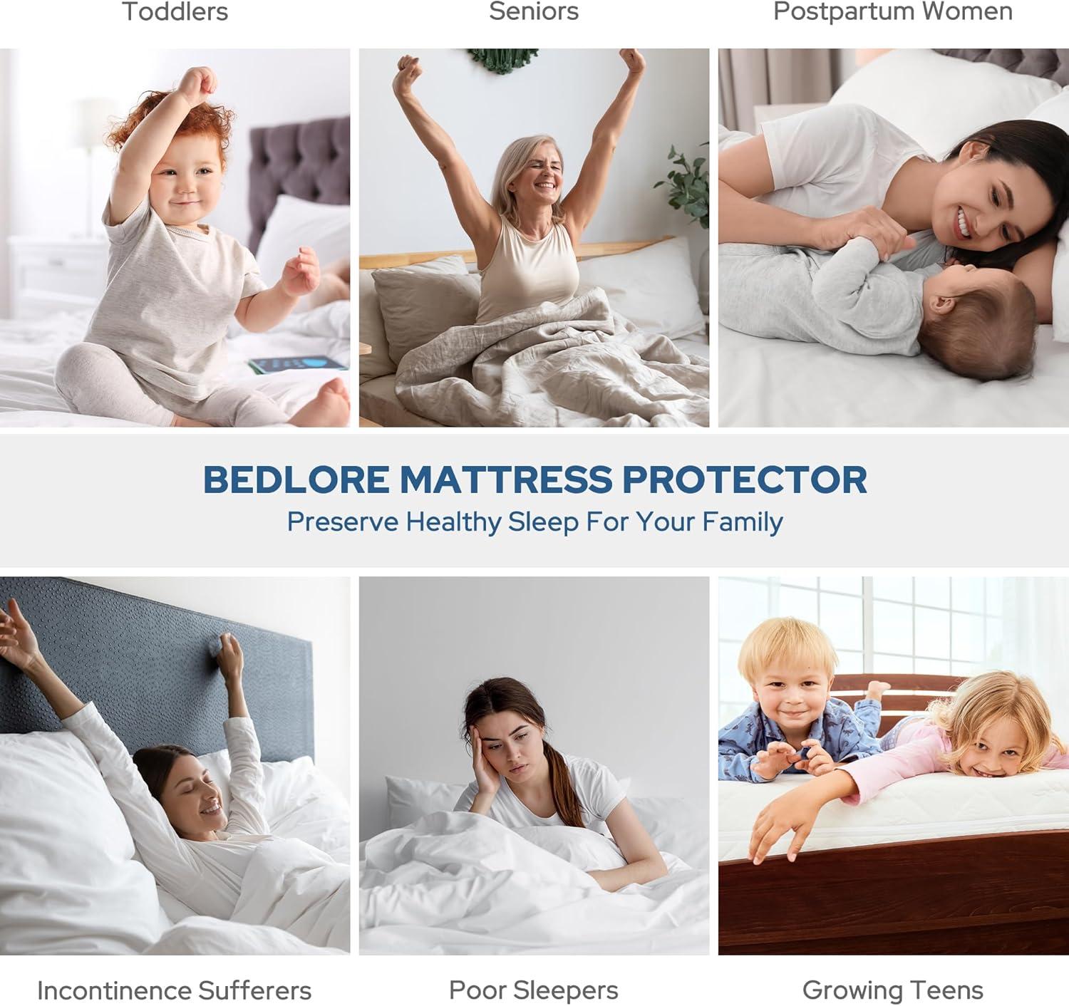 2 Pack Twin Waterproof Mattress Protector Deep Pocket Mattress Cover, Soft Breathable Mattress Pad, Fitted Noiseless Waterproof Bed Cover Stretch to 19"