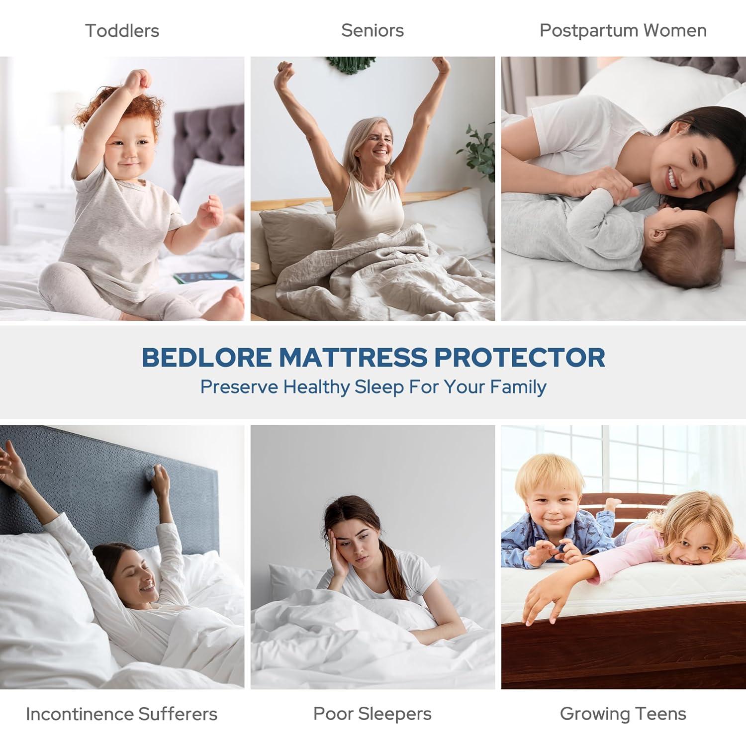 2 Pack Twin Waterproof Mattress Protector Deep Pocket Mattress Cover, Soft Breathable Mattress Pad, Fitted Noiseless Waterproof Bed Cover Stretch to 19"