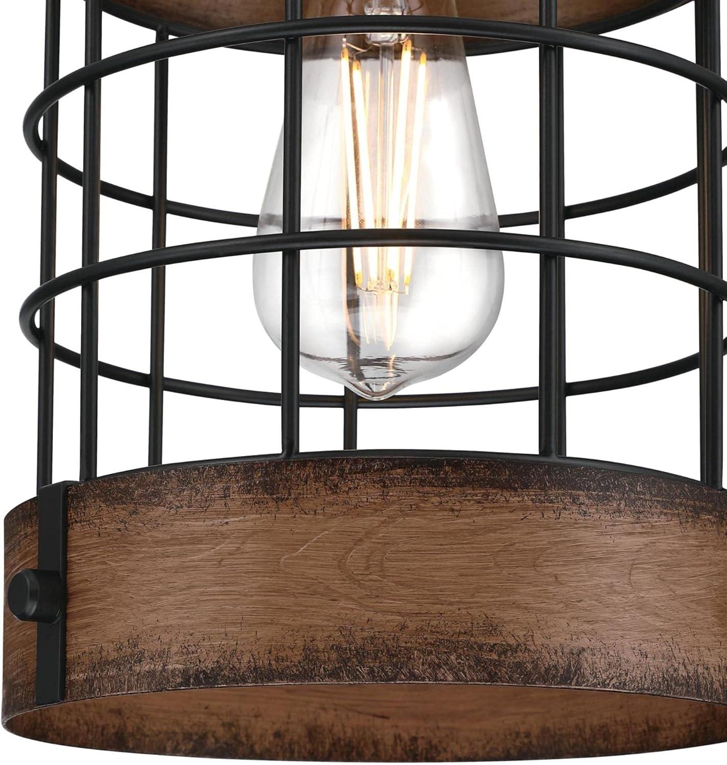 Westinghouse Lighting 6117900 Langston One-Light Indoor Pendant with Barnwood Accents, Matte Black