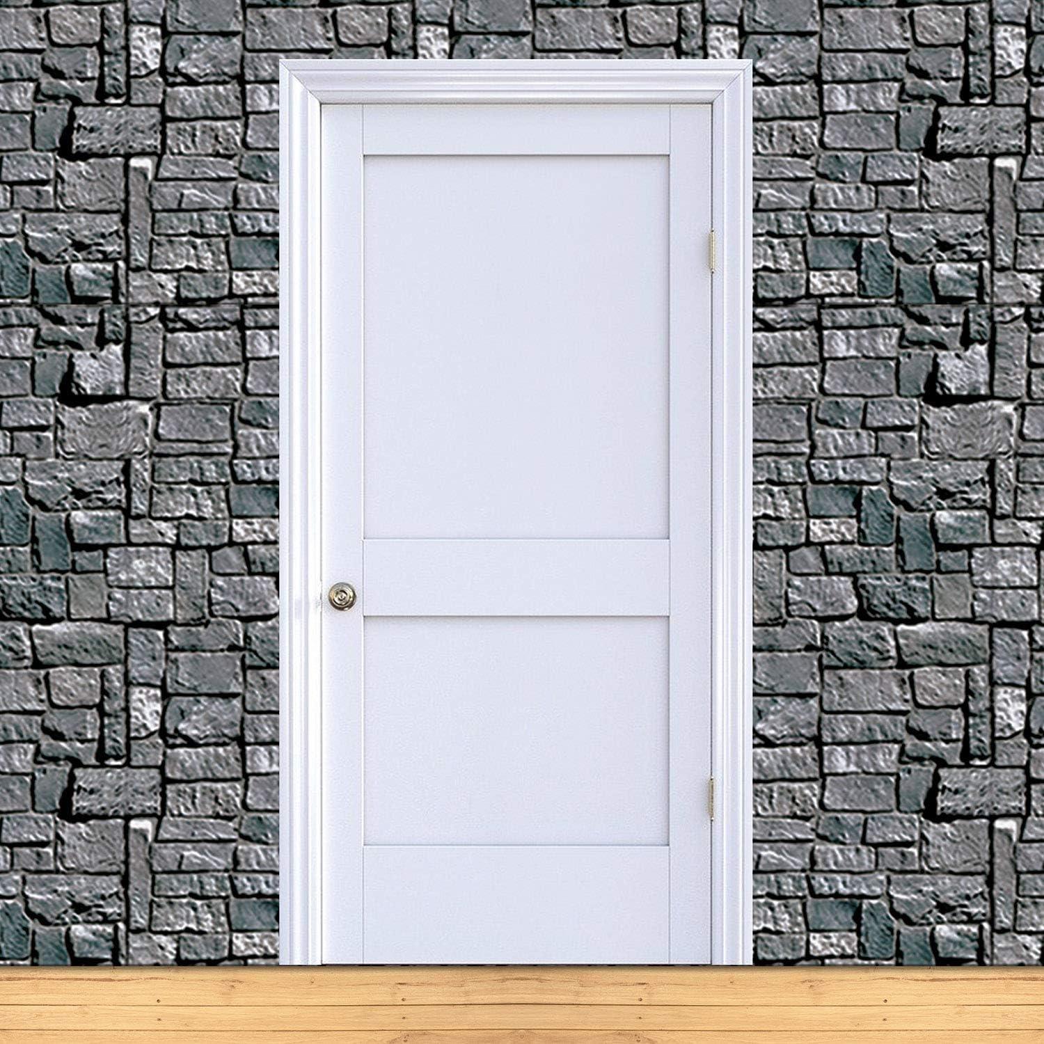 Beistle Brick Stone Wall Backdrops, 4’ x 30’, 2 Pack – Medieval Party Decorations, Medieval Decor Background, Photo Backdrop, Easy to Adhere Wall Covering, Stone Backdrop, Halloween Party Decorations