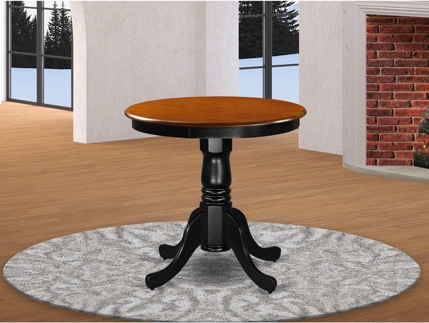 30 in. Eden Round Rubber Wood Black & Cherry Dining Table