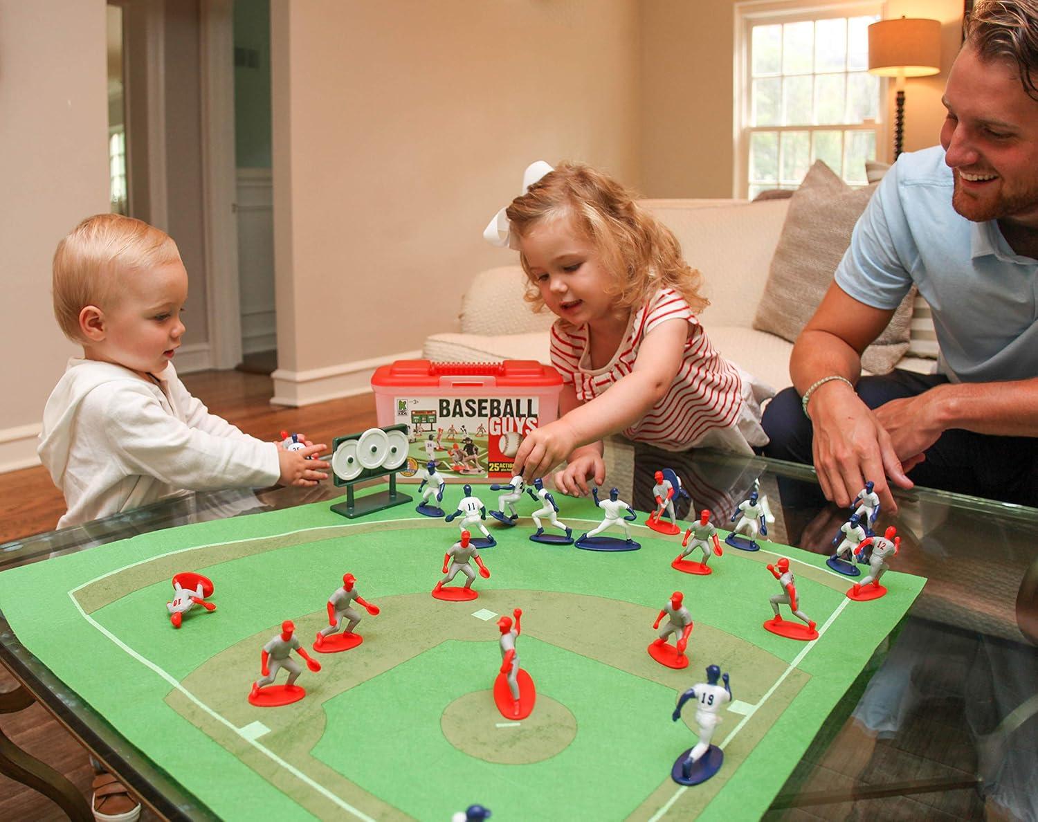 Red and Blue Baseball Action Figures Set with Field and Scoreboard