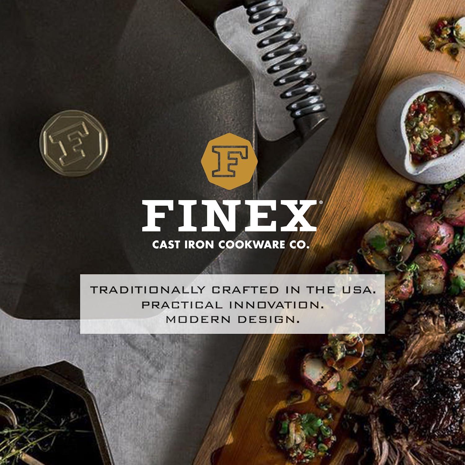 FINEX Cast Iron Skillet with Lid, Modern Heirloom, Handcrafted in The USA, Pre-Seasoned with Organic Flaxseed Oil