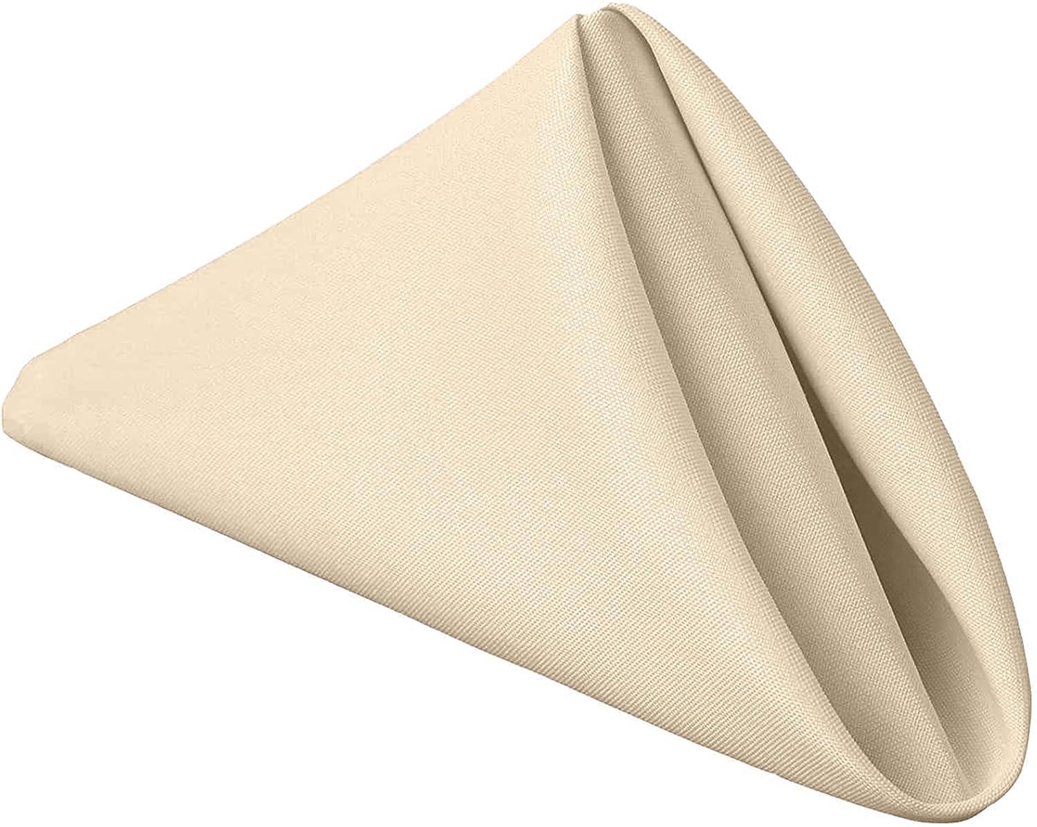 Gee Di Moda Cloth Napkins - 17 x 17 Inch - Heavy Duty Washable Polyester - Set of 12 - Beige