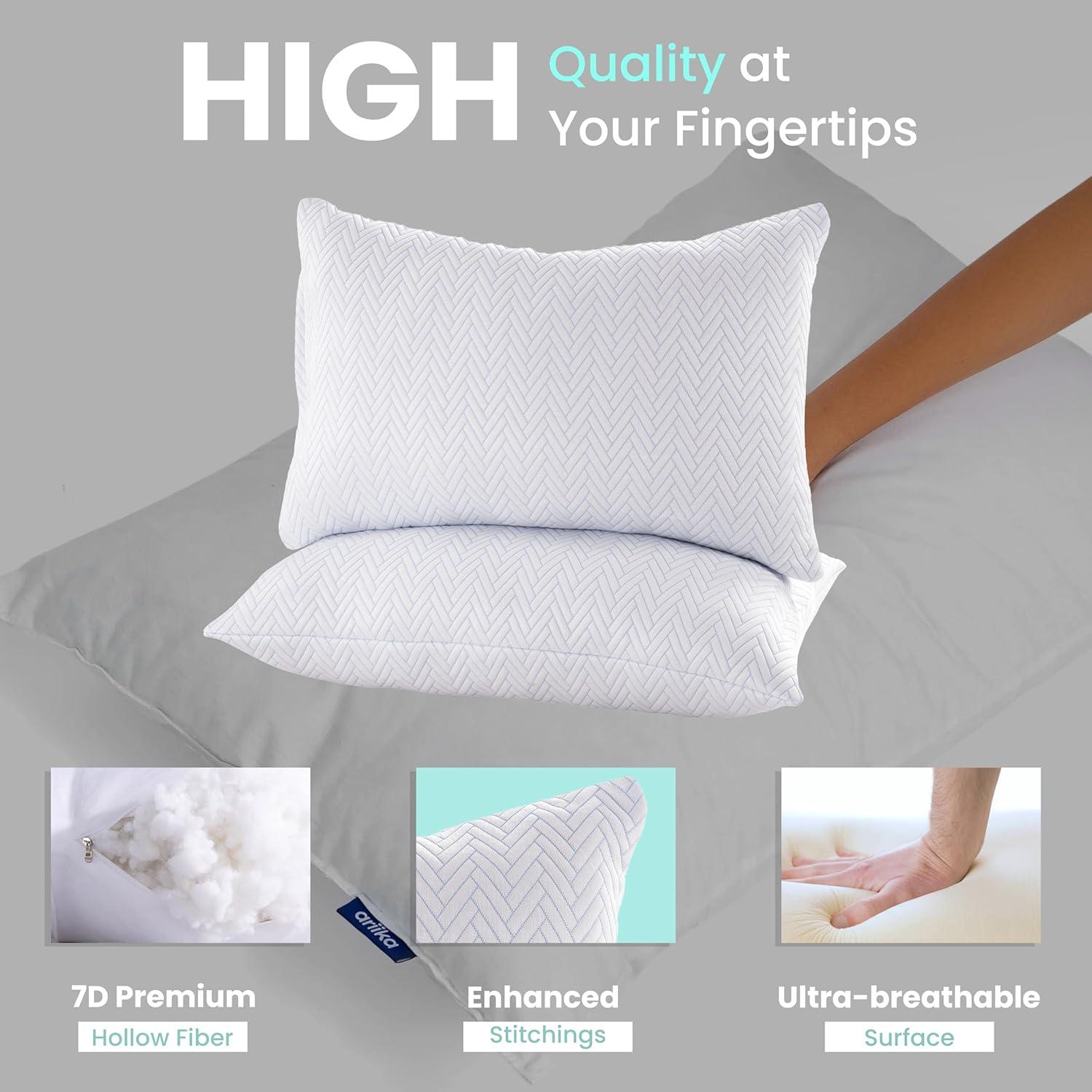 2 Pack Down Alternative Plush Fiber Fill Cooling Pillow