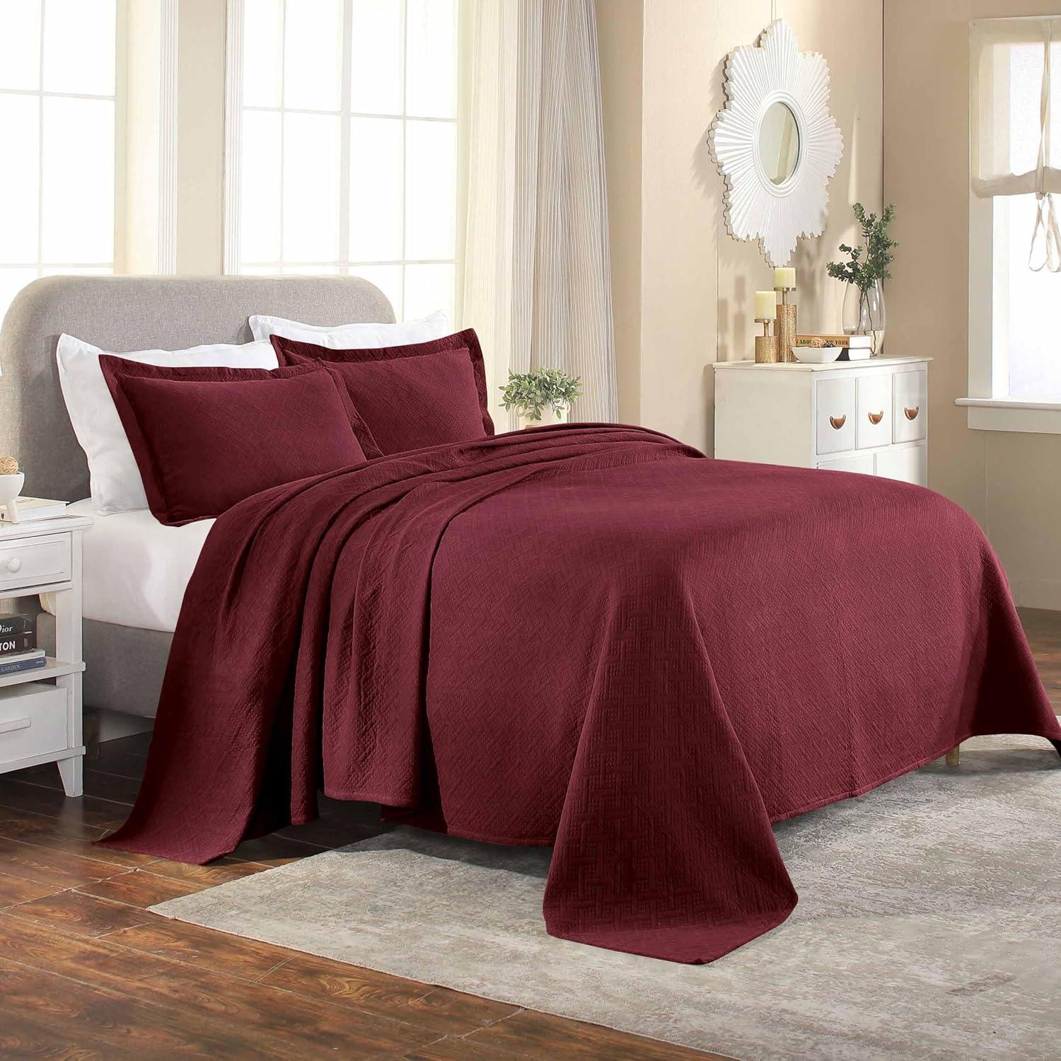 Garnet Queen Cotton Basket Weave Duvet Set with Shams