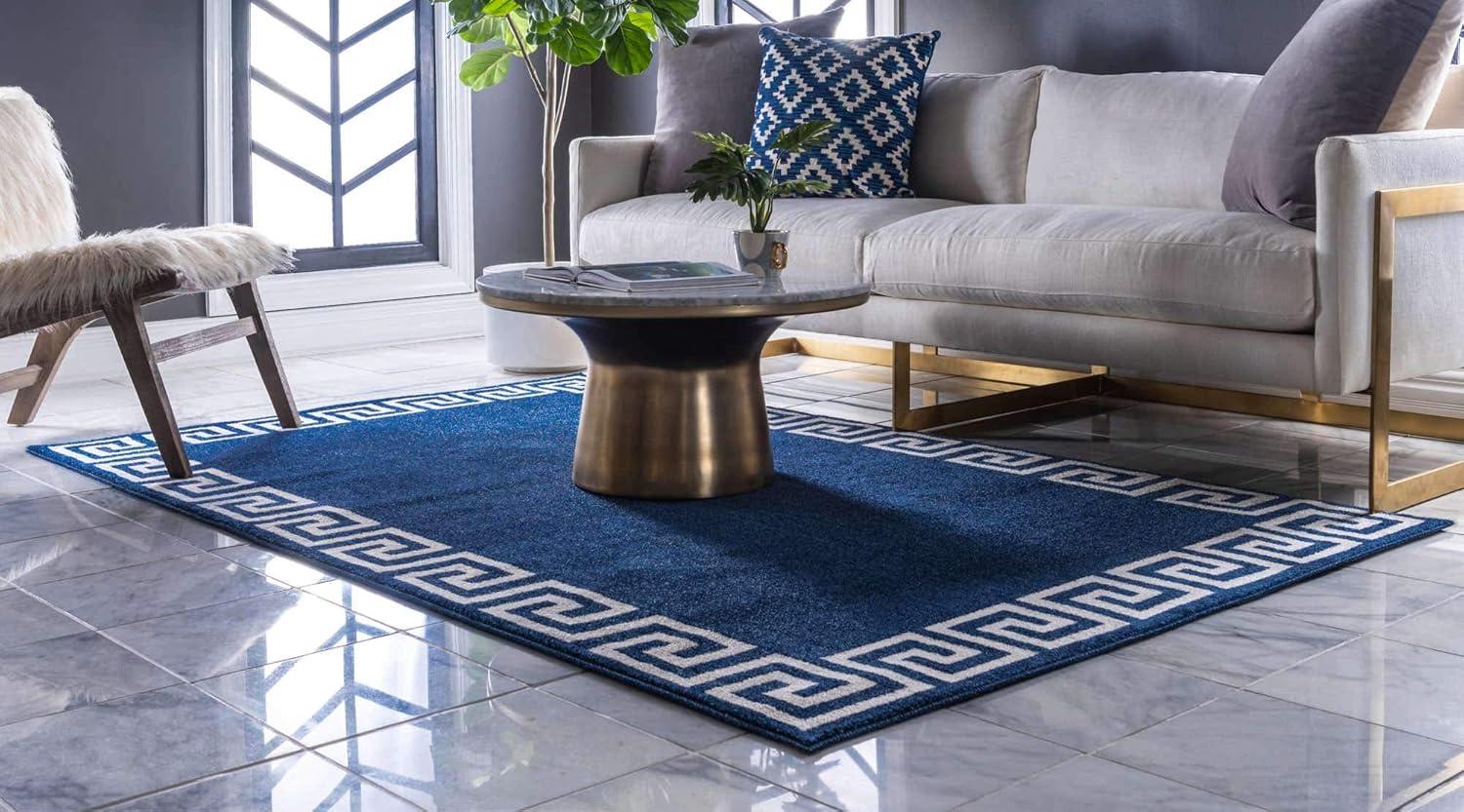 Unique Loom Geometric Modern Area Rugs, Blue