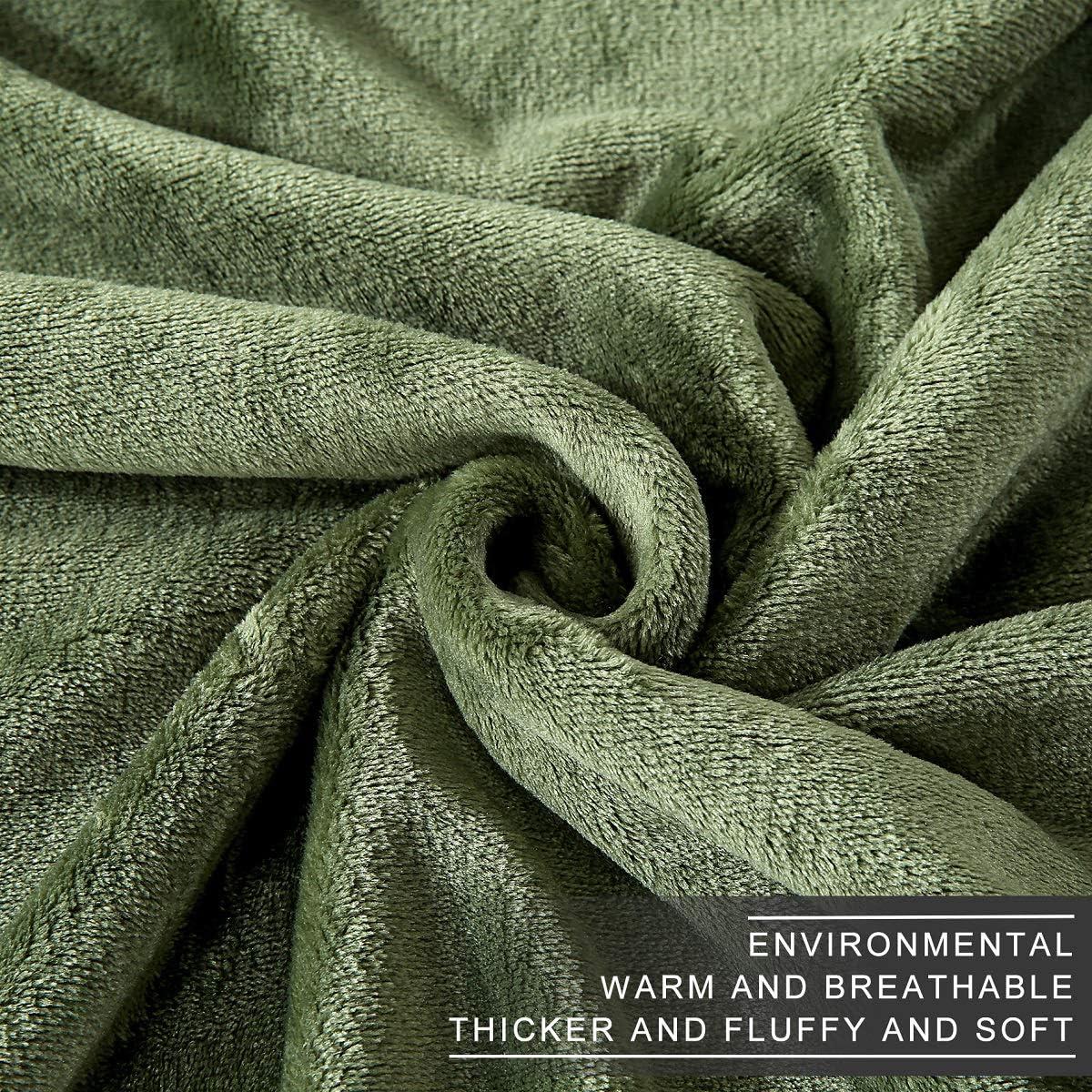 Green Queen Size Reversible Fleece Throw Blanket