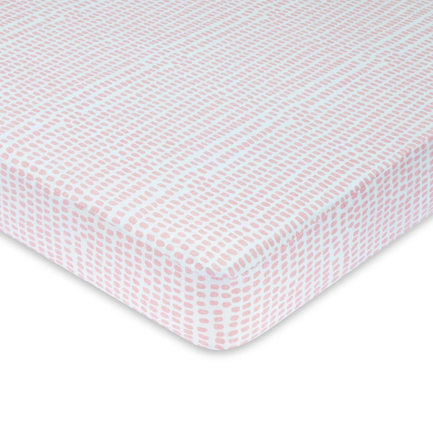 Ely's & Co. Baby Fitted Waterproof Crib Sheet  100% Combed Jersey Cotton  Mauve Pink Stripes & Splash 2 Pack